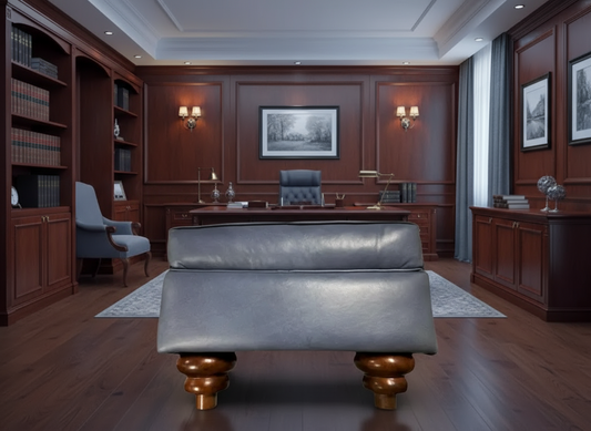 Mid 20th Century Traditional Ottoman Reupholstered in Soft Blue Italian Leather