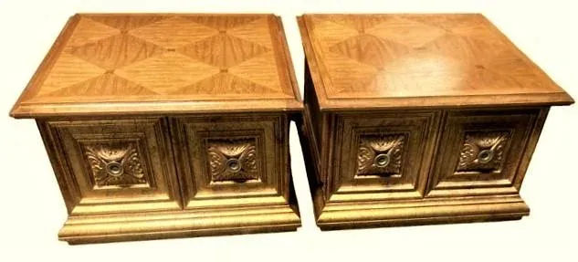 Late 20th Century Hollywood Regency Giltwood and Oak Parquet 30" X 30" Side Tables - a Pair - Image 14