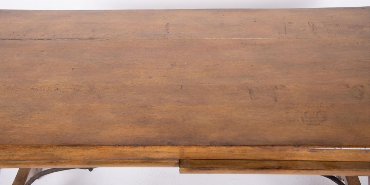Antique Spanish Writing Desk or Console Table With Iron Stretcher - Circa Early 20th Century - Image 5