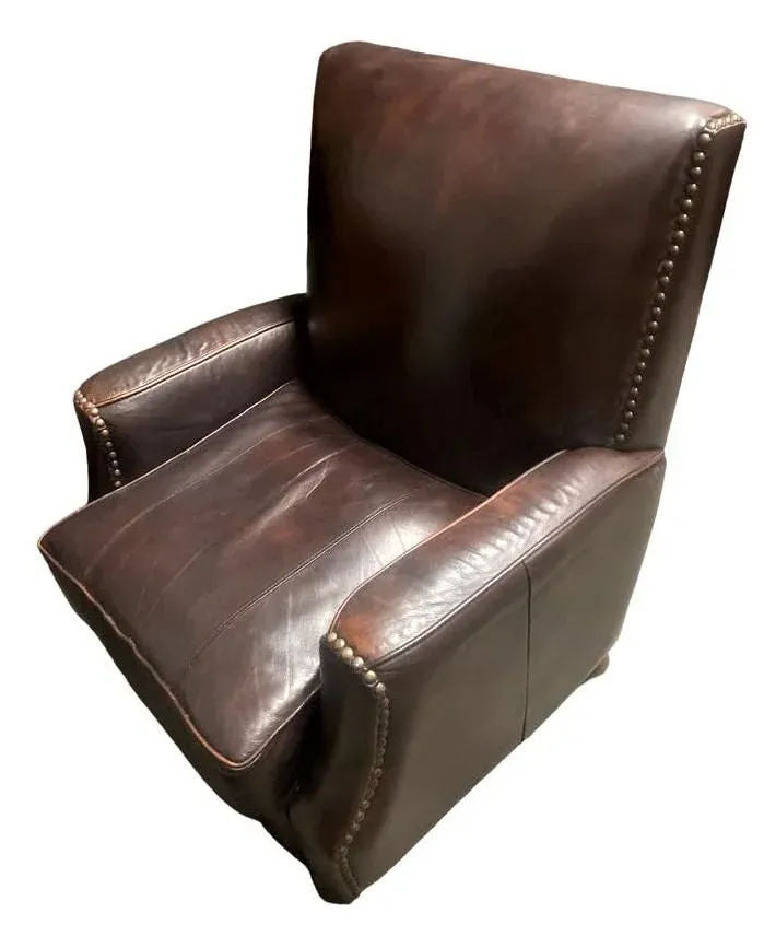 Early 21st Century Dark Brown Leather Lounge Chair With Nailhead Trim - Image 6