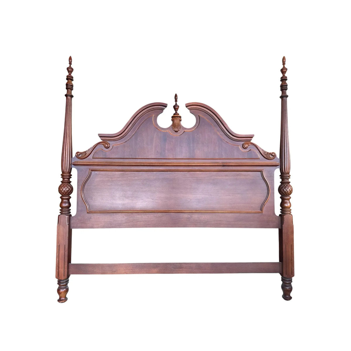 King Size Stanley Furniture Cherry Wood Chippendale Style Bed - Made in North Carolina in 1998 - Image 6