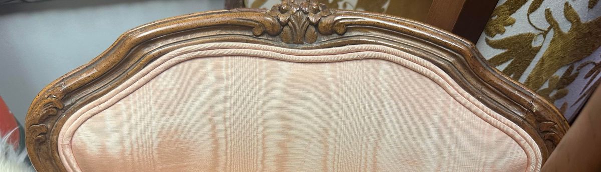Pair of Antique Louis XV French Children's Bergere Chairs in Walnut and Pink Watered Silk - Provenance Adolphus Busch Heirs - Early 20th Century - Image 7