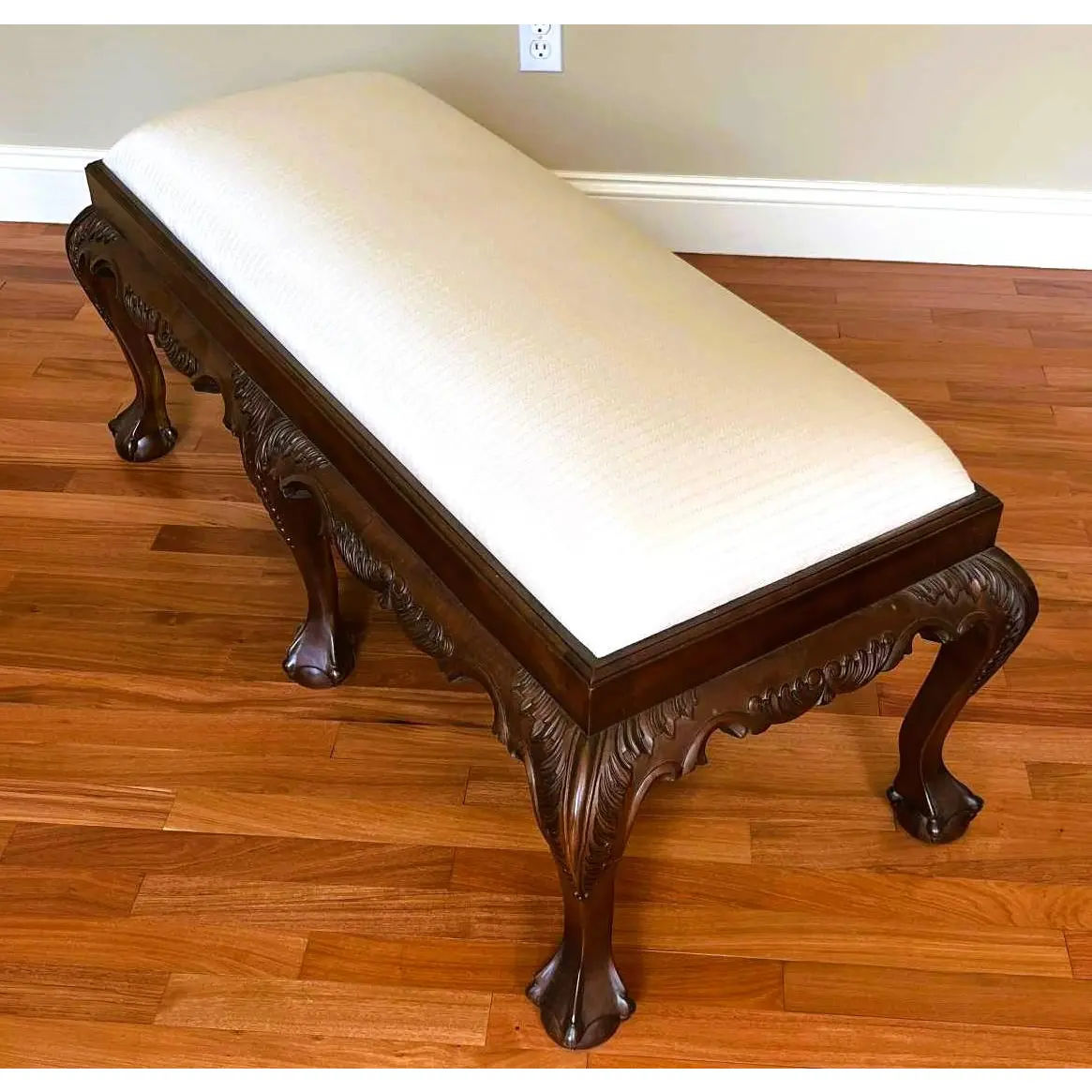 Mahogany Clawfoot Bench by Georgian Furnishings Co. Of New Orleans - Vintage Late 20th Century - Image 7