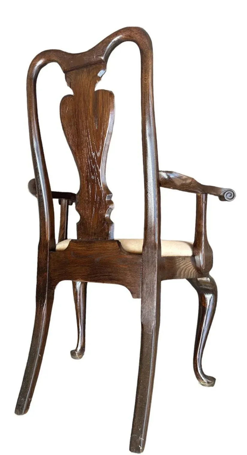 Set of 4 Vintage Dark Oak Queen Anne Dining Chairs Made in Canada - Early 21st Century - Image 8
