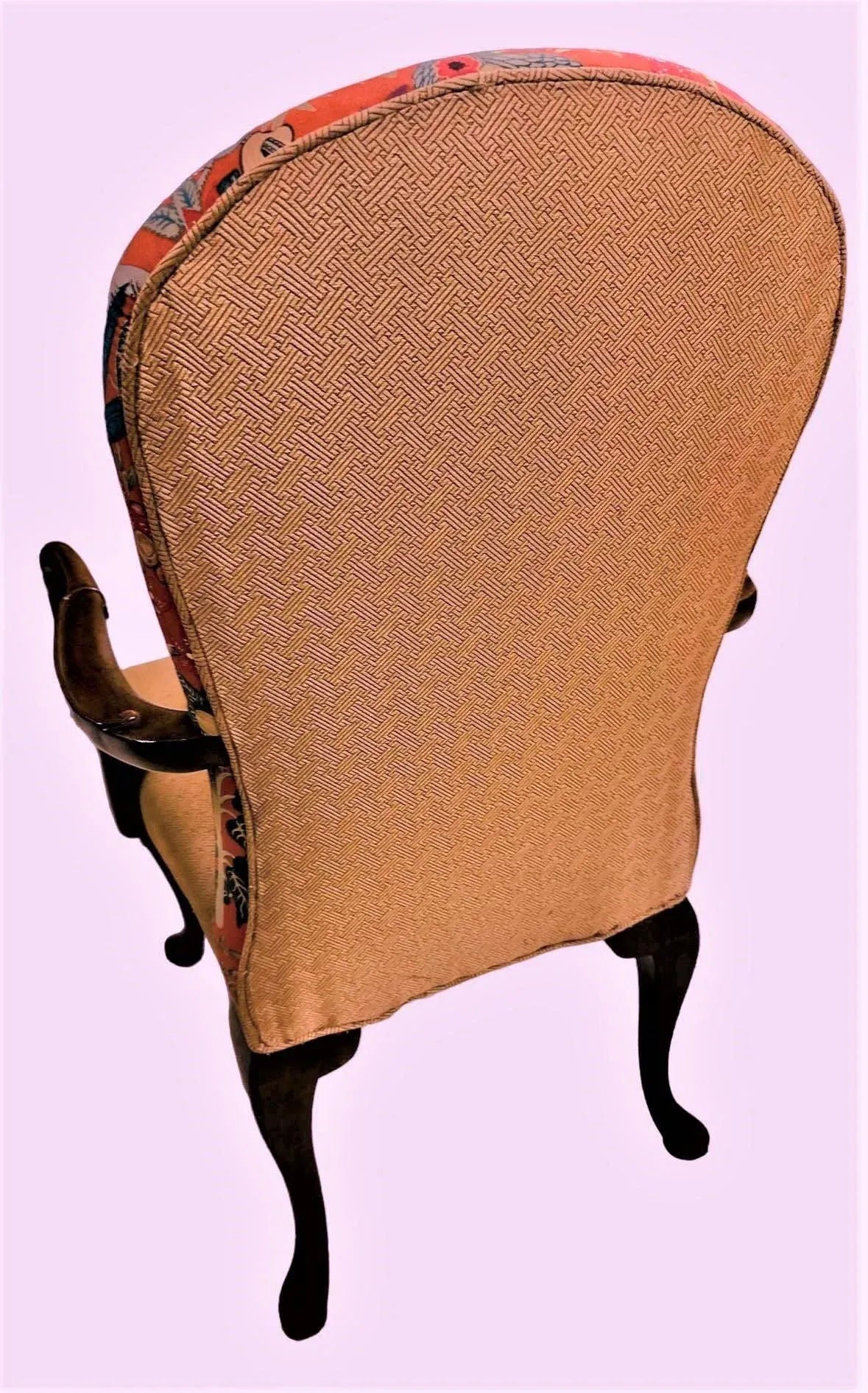 Vintage Schoonbeck/Henredon Armchair With ‘Frida’s Garden’ Chintz and Apricot Kravet Upholstery - Image 8