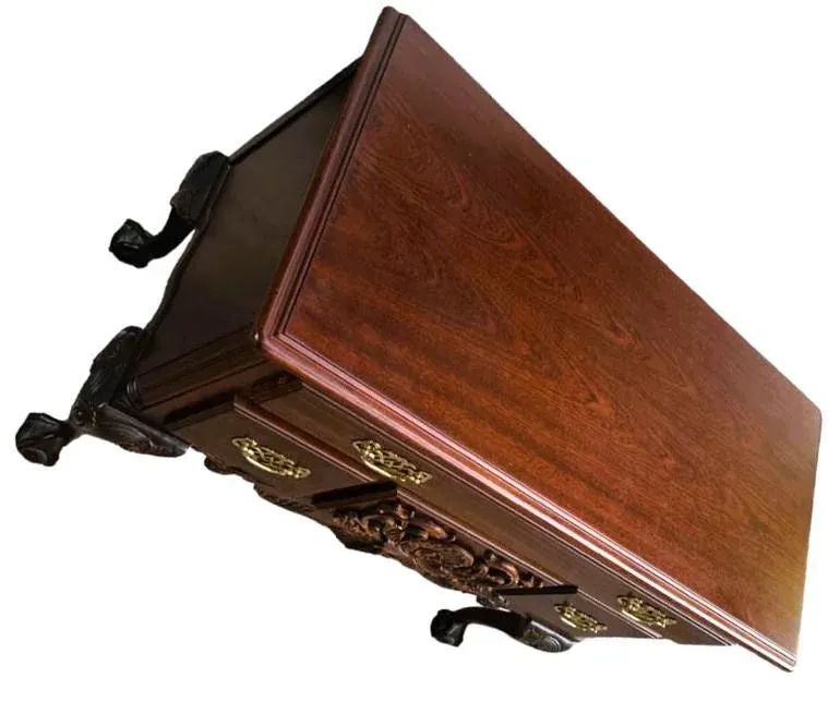 Solid Mahogany Carved Philadelphia Chippendale Lowboy - Vintage Late 20th Century - Image 9