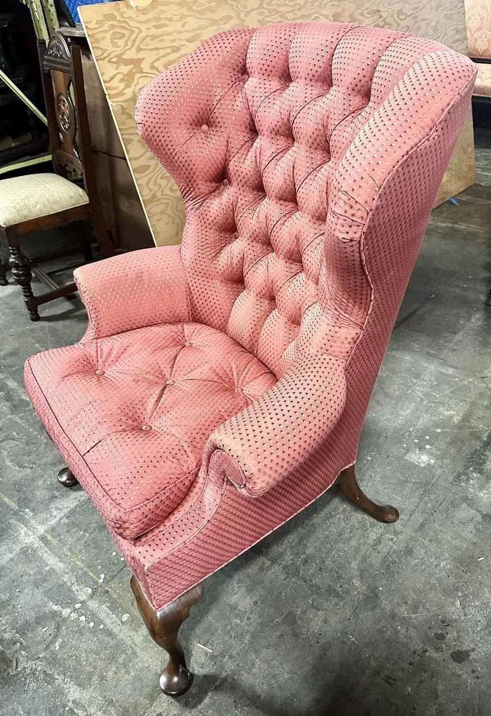 Baker Furniture Company Button Tufted Upholstered Wing Chair - Vintage Early 21st Century - Image 9
