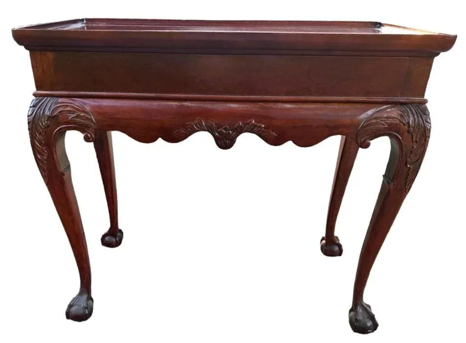 Solid Mahogany Georgian Style Console Server With Pullout Trays - Vintage 1990s - Image 10