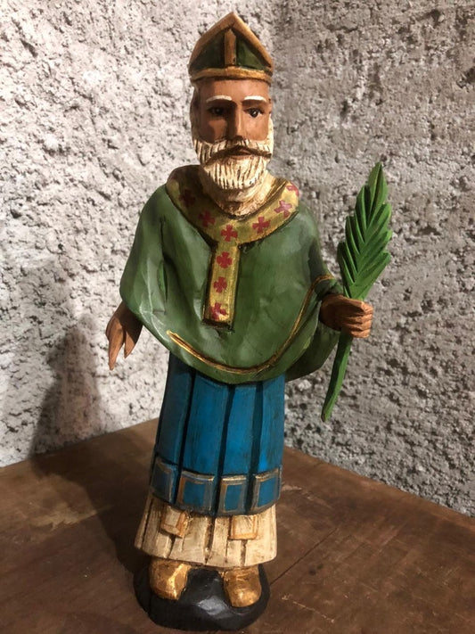St. Patrick's carved wood figure