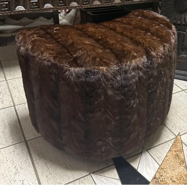 Vladimir Kagan Design Nautilus Ottoman Upholstered in Mink Fur