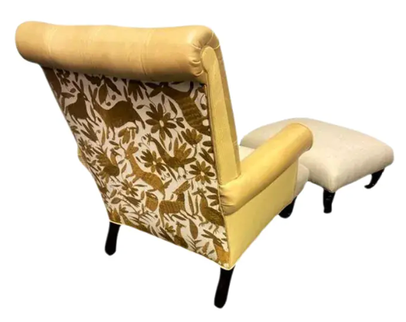 Ralph Lauren Home Vintage Chesterfield Chair and Ottoman