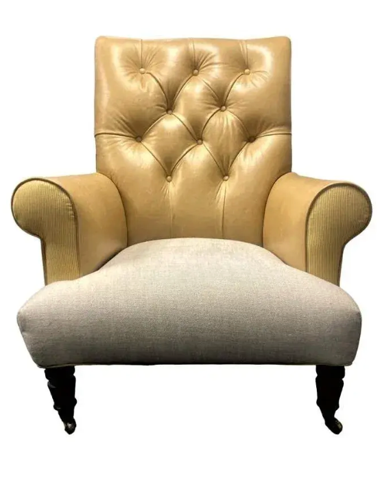 Ralph Lauren Home Vintage Chesterfield Chair and Ottoman