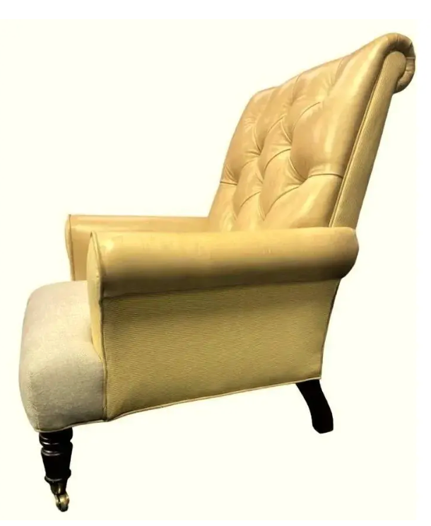 Ralph Lauren Home Vintage Chesterfield Chair and Ottoman