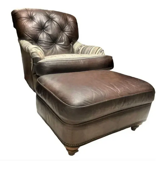 Chesterfield Leather Chair and Ottoman