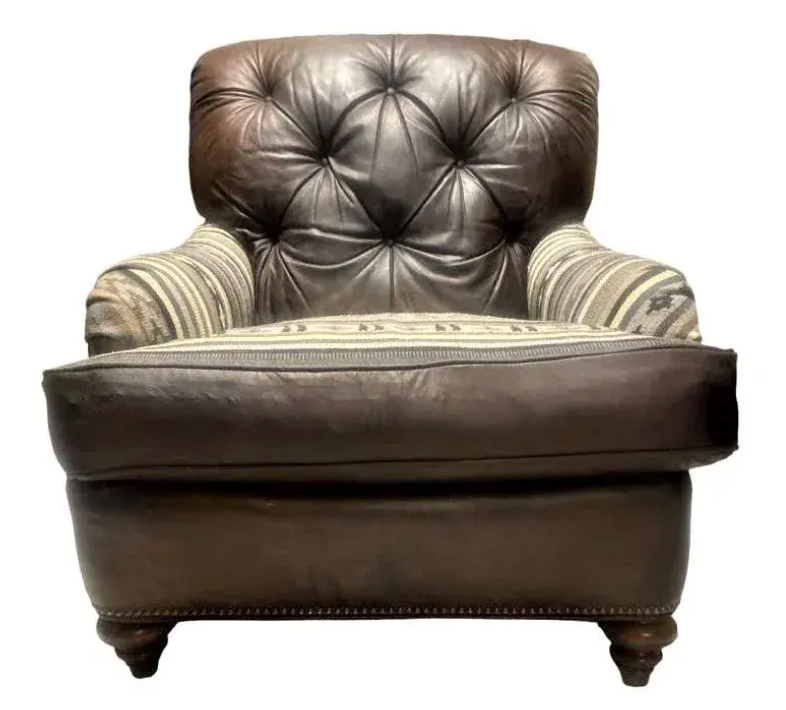 Chesterfield Leather Chair and Ottoman
