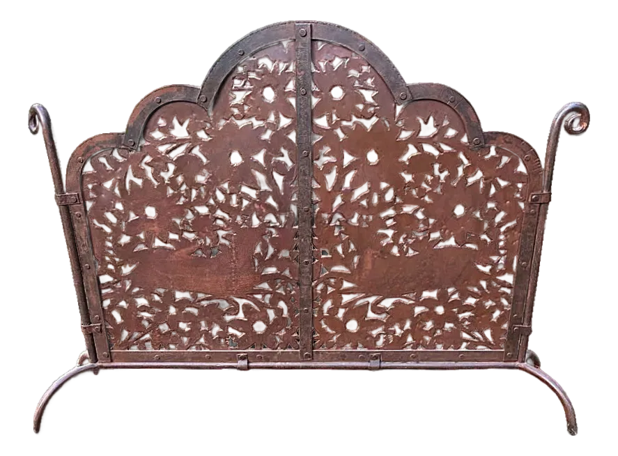 Vintage Pierced Iron Fireplace Screen From Mexico - Image 2