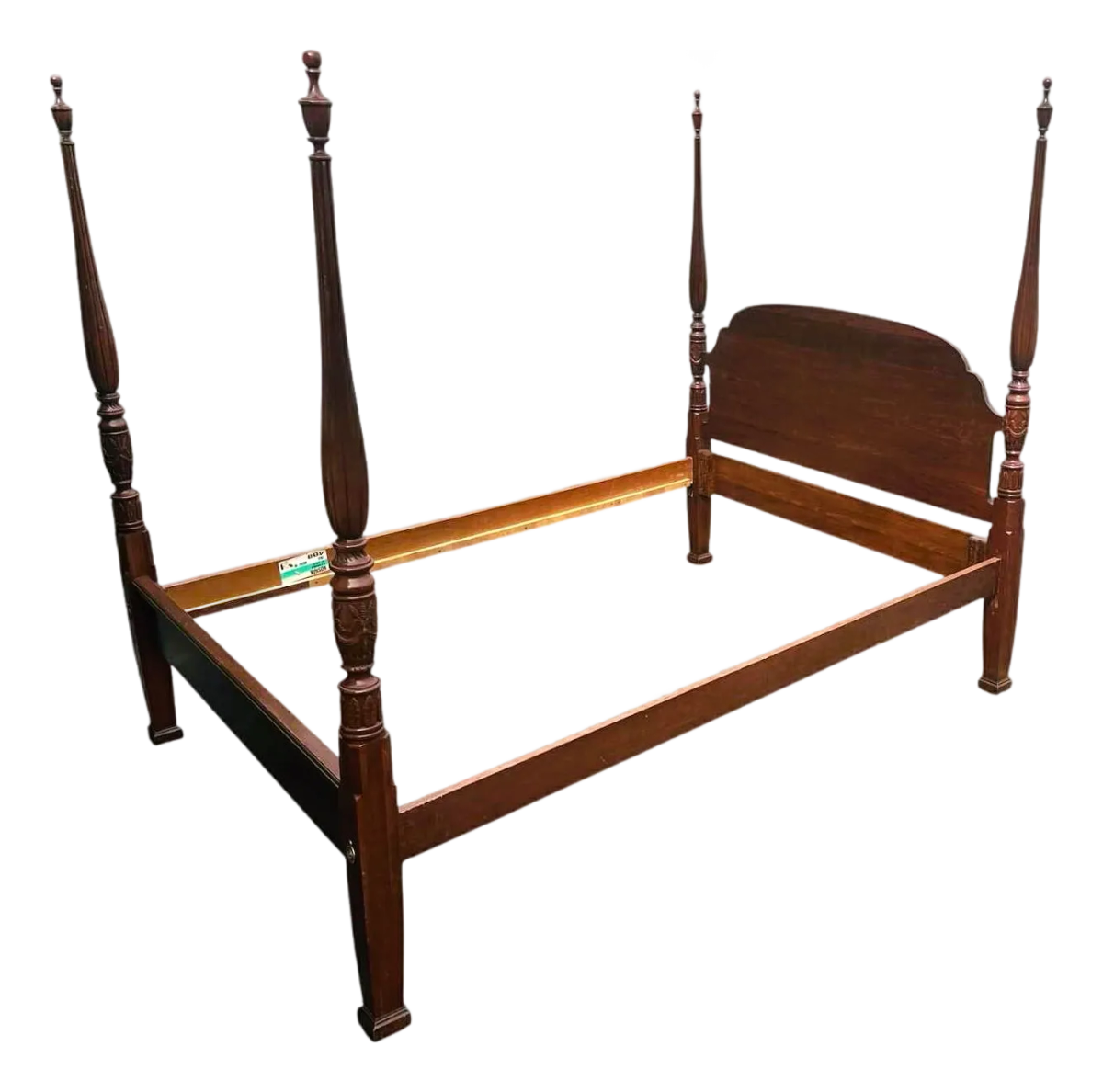 Queen Size Solid Cherry Wood Four Poster Rice Bed - Vintage Late 20th Century - Image 2