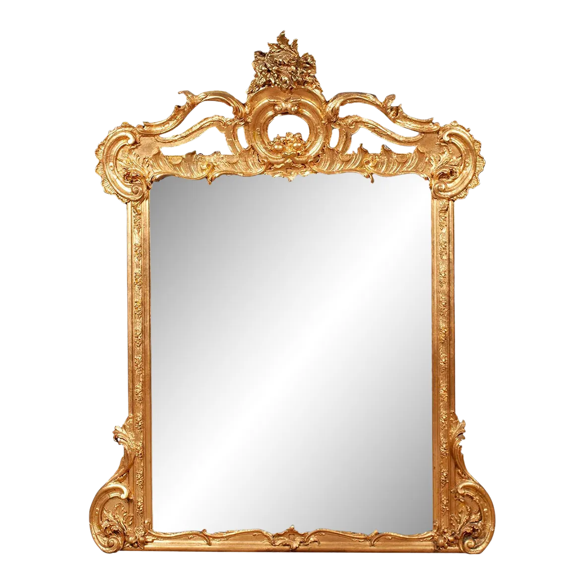 Monumental French Rococo Gilded Age Giltwood 7' Tall Wall Mirror - Late 19th Century - Image 2