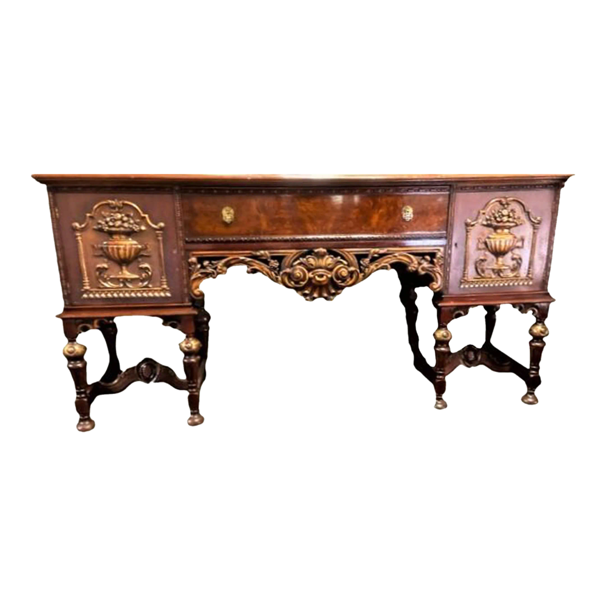 Al Capone's Chicago Era Antique Spanish Revival Walnut and Burlwood 78" Sideboard - 1920s - Image 2