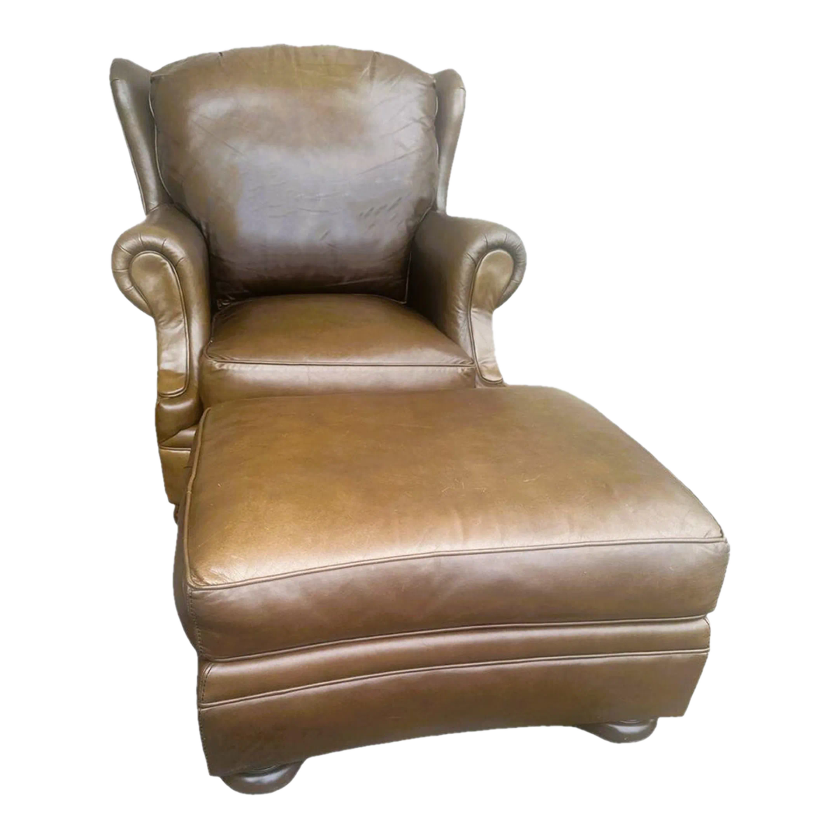 Early 21st Century Stickley Leather Wing Chair and Ottoman Set - Image 2