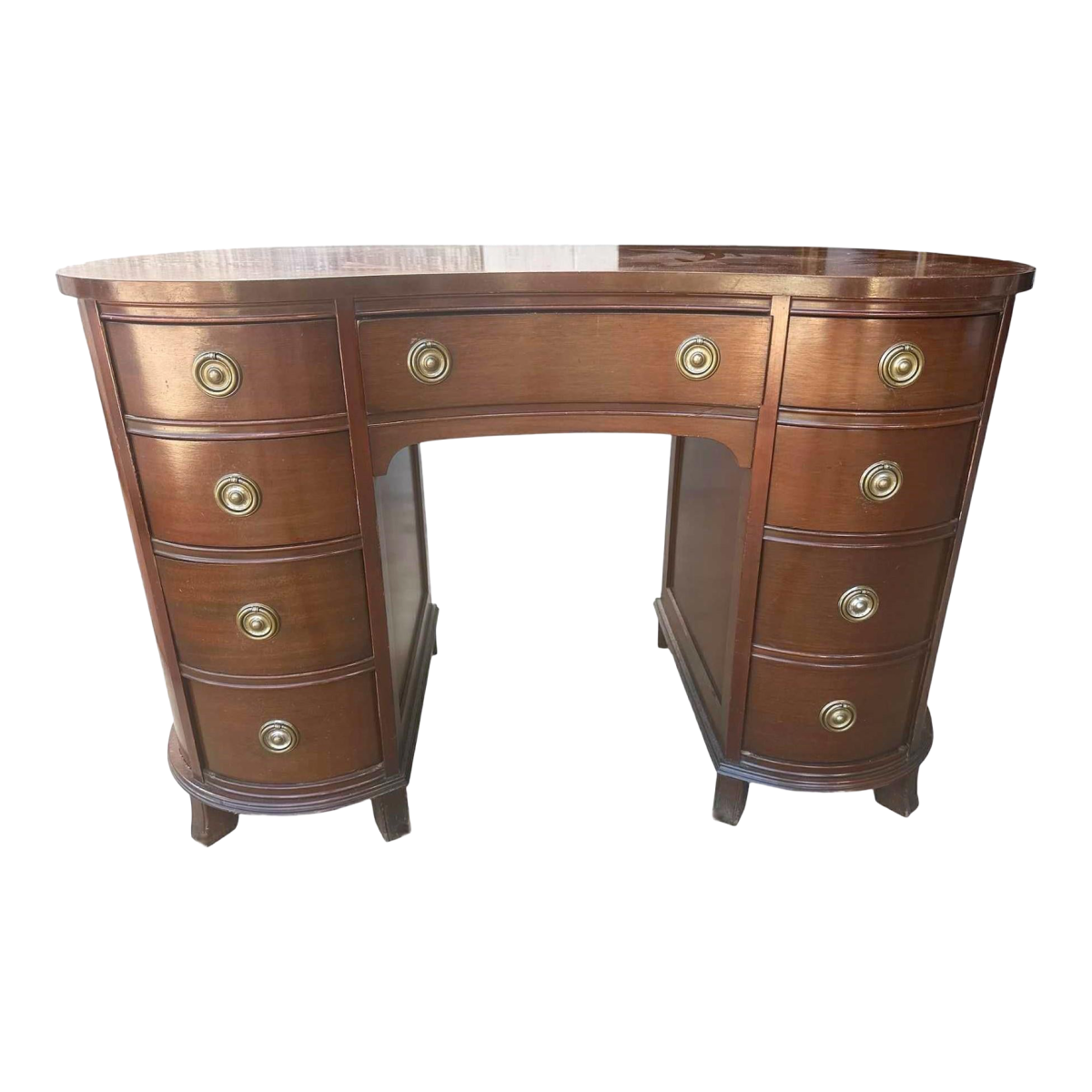 Taylor Jamestown Kidney Shaped Mahogany Desk - Circa 1930s - Image 2