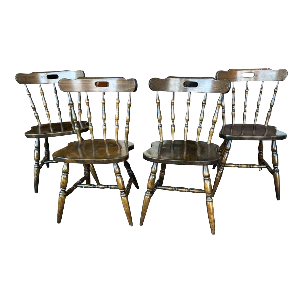 Solid Oak Pub Chairs - Set of 4 - Image 2