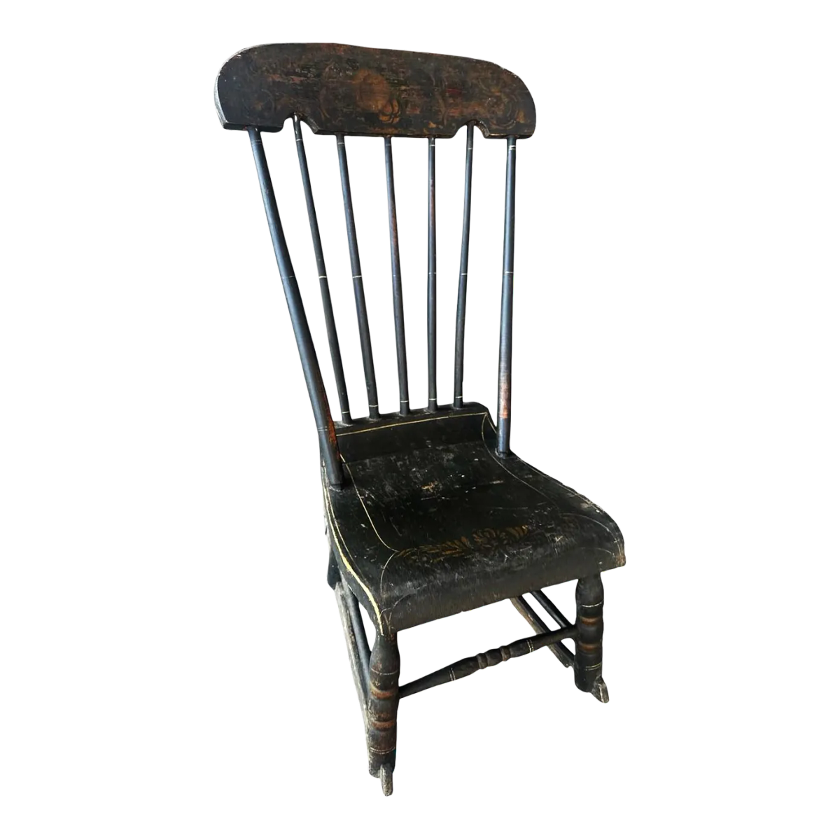 Early 19th Century Painted Oak Rocking Chair Signed ‘Madison’ - Image 2