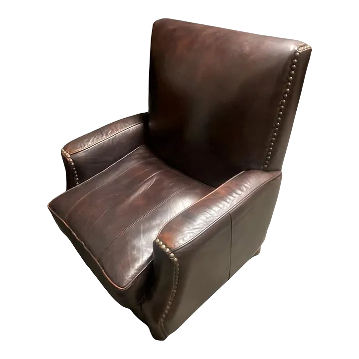 Early 21st Century Dark Brown Leather Lounge Chair With Nailhead Trim - Image 2