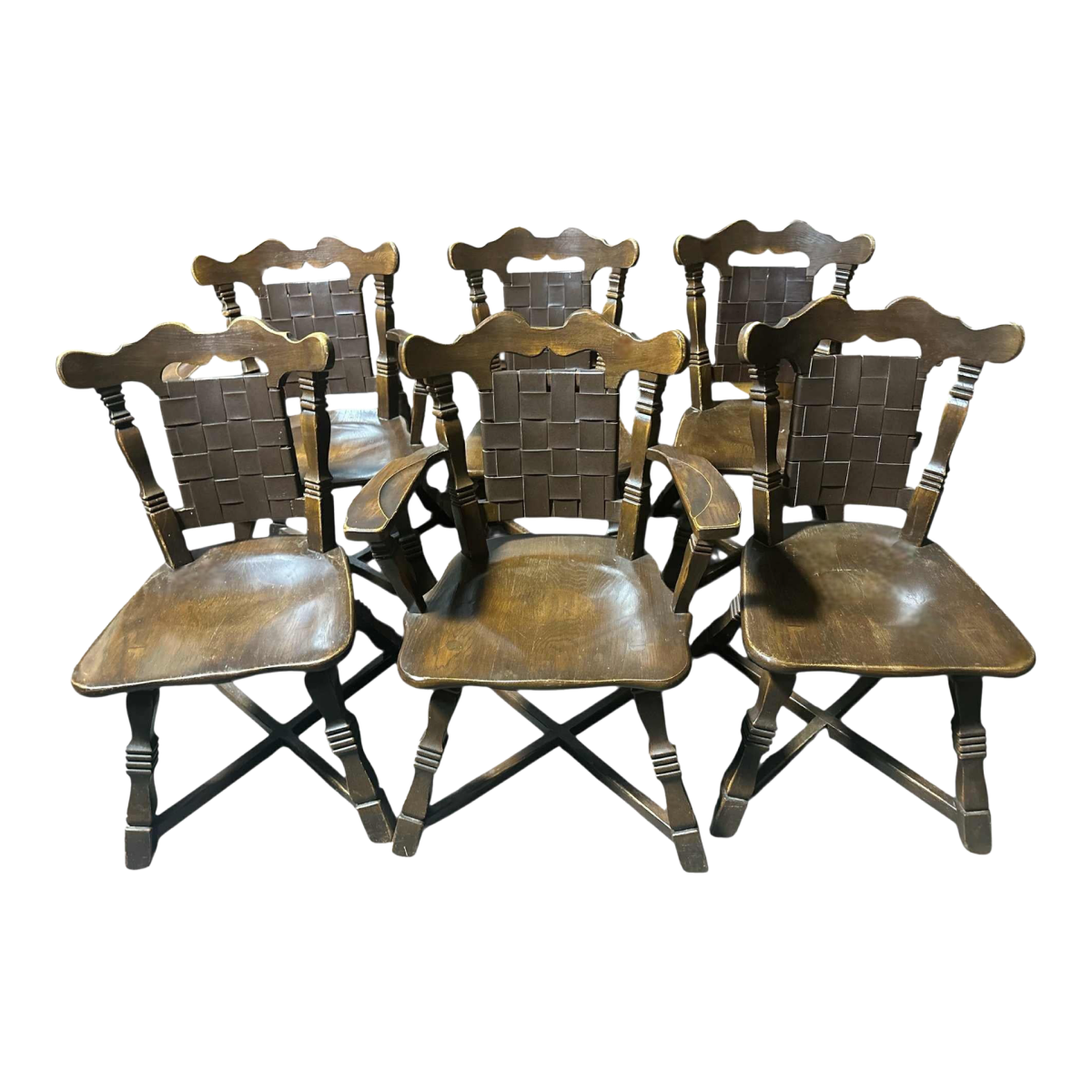 1950s Romweber Viking Oak Dining Chairs - Set of 6 Including 2 Armchairs - Image 2