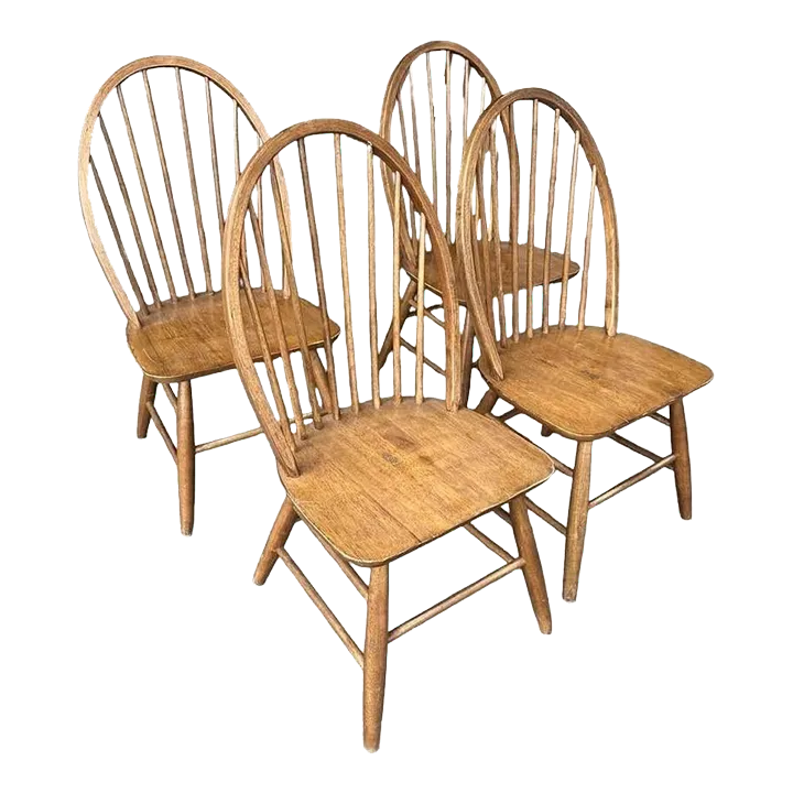 Solid Teakwood Windsor Pub Chairs - Set of 4 - Vintage Early 21st Century - Image 2