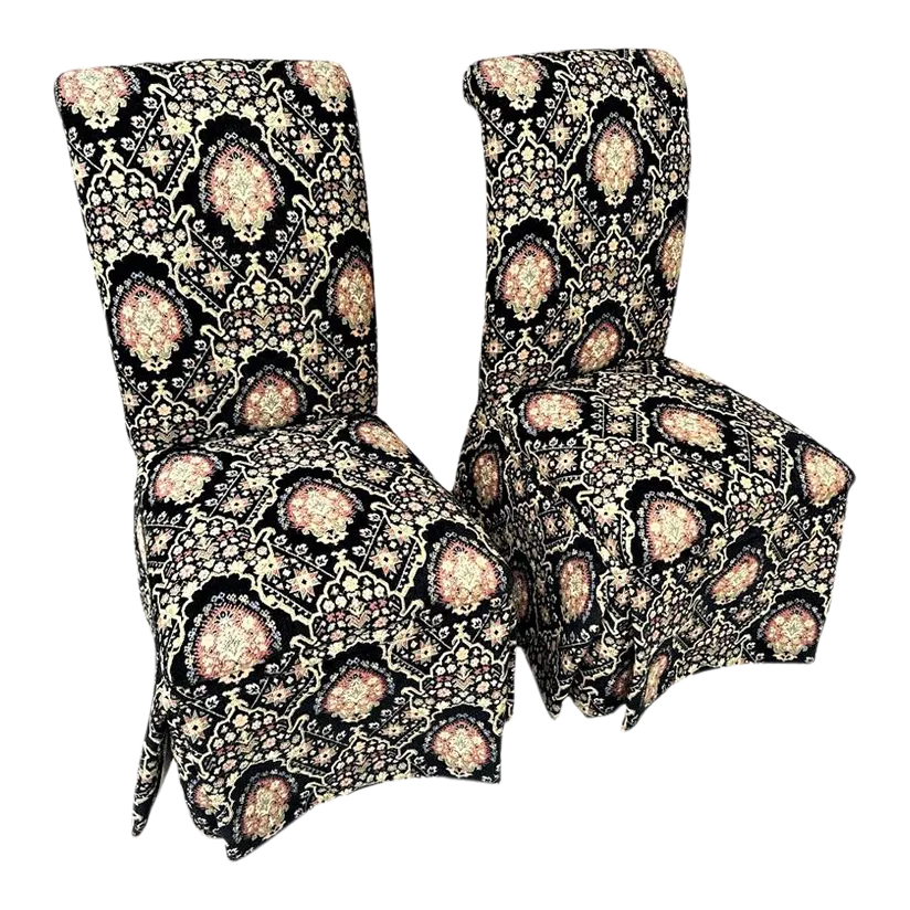 Pair of Spanish and Moorish Style Tapestry Upholstered Accent Chairs - Image 2