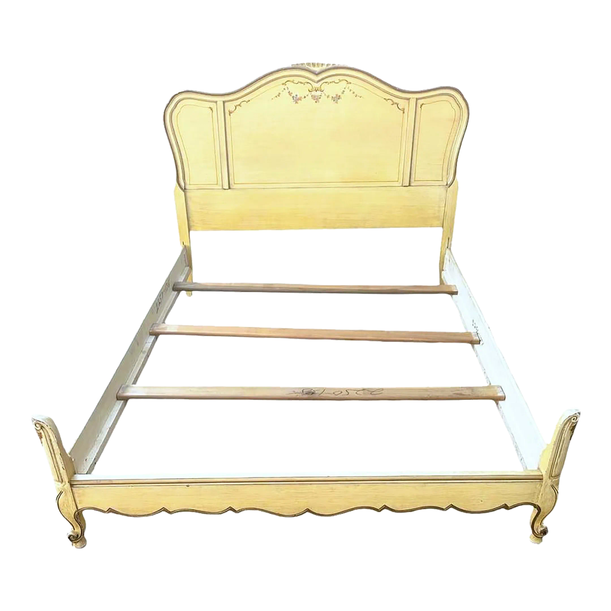 National of Mount Airy Louis XV Painted Cherry Wood Full Size Bed - Vintage Mid 20th Century - Image 2