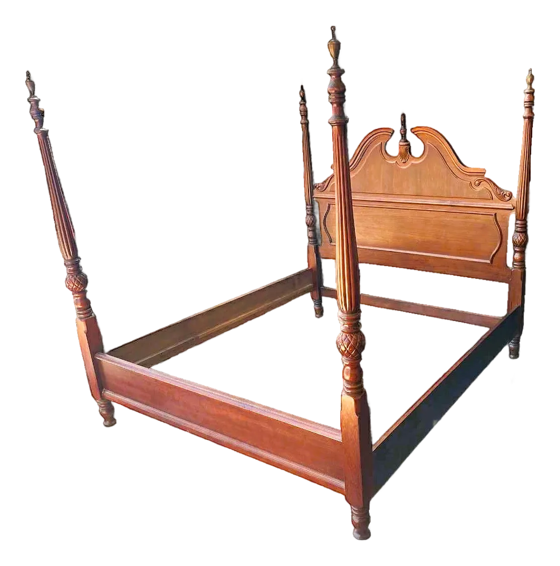 King Size Stanley Furniture Cherry Wood Chippendale Style Bed - Made in North Carolina in 1998 - Image 2