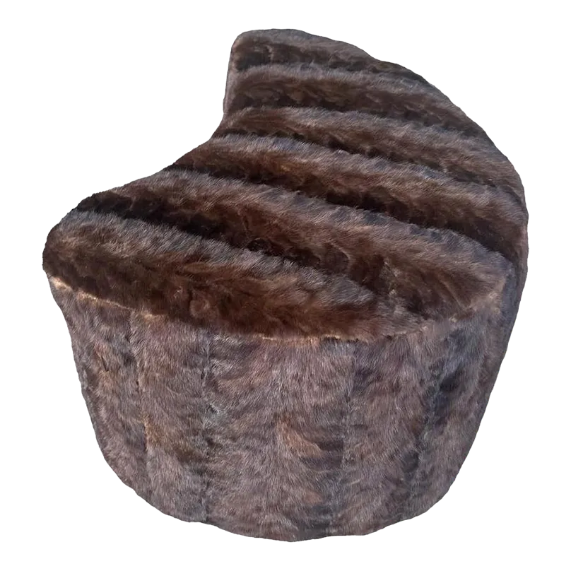 Vladimir Kagan Design Nautilus Ottoman Upholstered in Mink Fur - Image 2