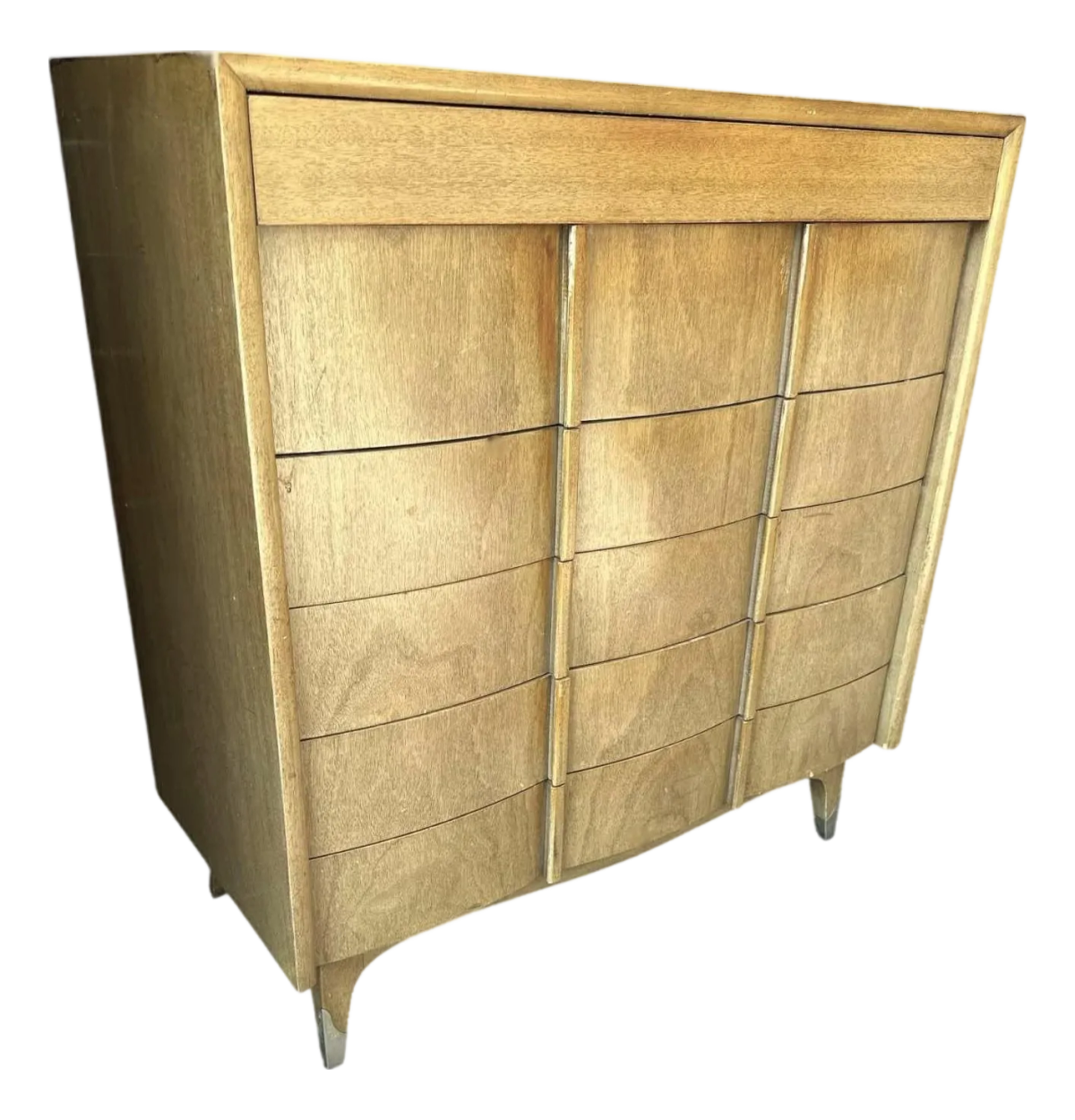 Bleached Mahogany American of Martinsville Fully Restored Chest of Drawers -Vintage 1950s - Image 2