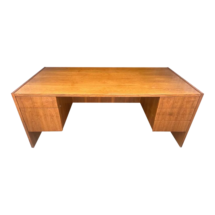 Edward Axel Roffman Walnut Executive Partners Desk - Vintage 1960s - Image 2