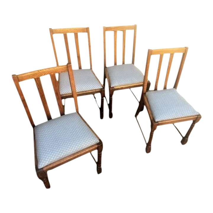 Scottish Arts & Crafts Quarter Sawn Oak Dining Chairs by F. H. Marshall - Set of 4 - Early 20th Century - Image 2