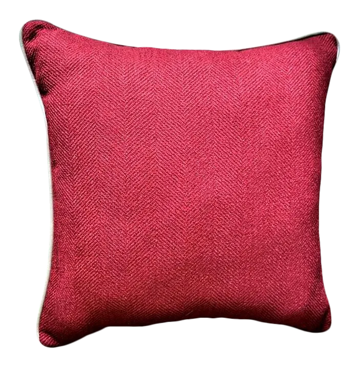Early 21st Century Red & Soft Green Tweed Throw Pillow - Image 2