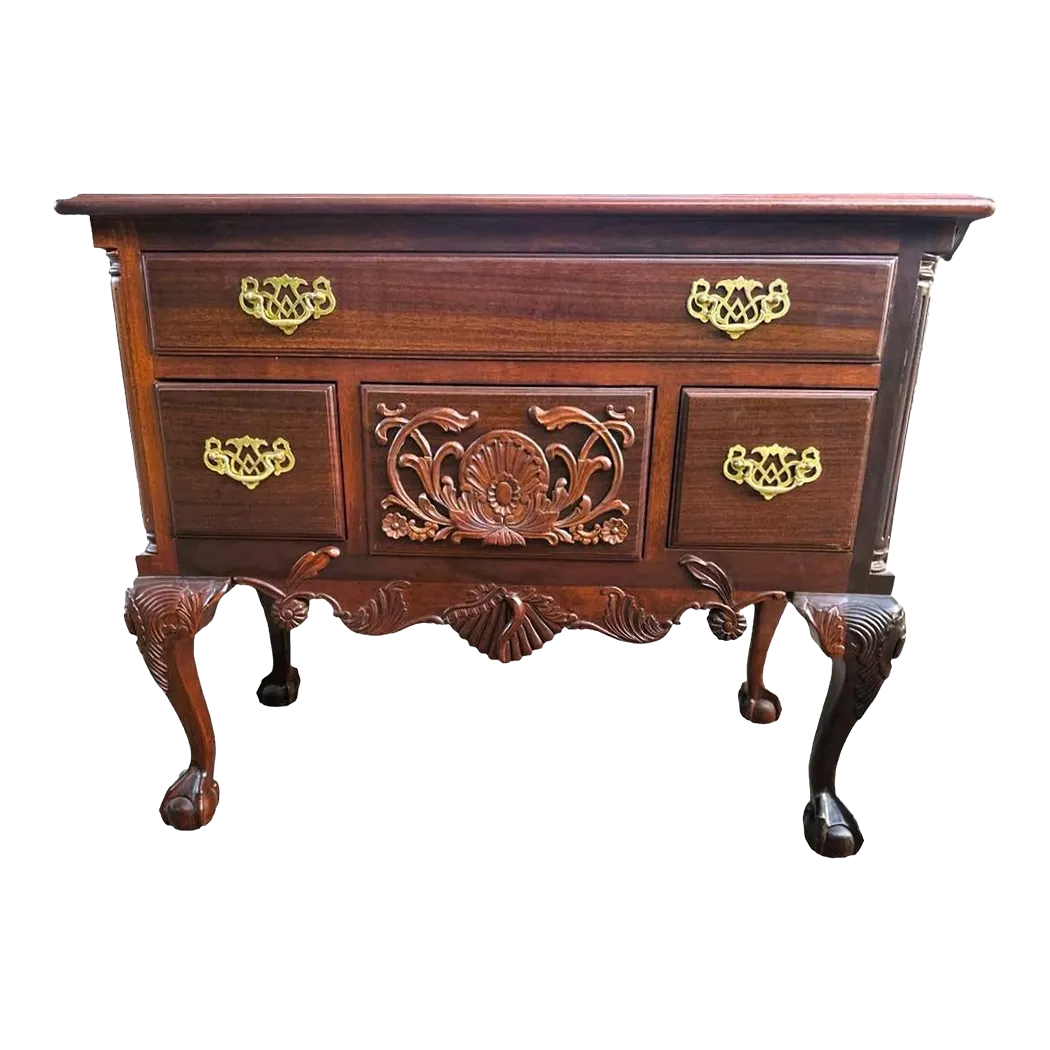 Solid Mahogany Carved Philadelphia Chippendale Lowboy - Vintage Late 20th Century - Image 2