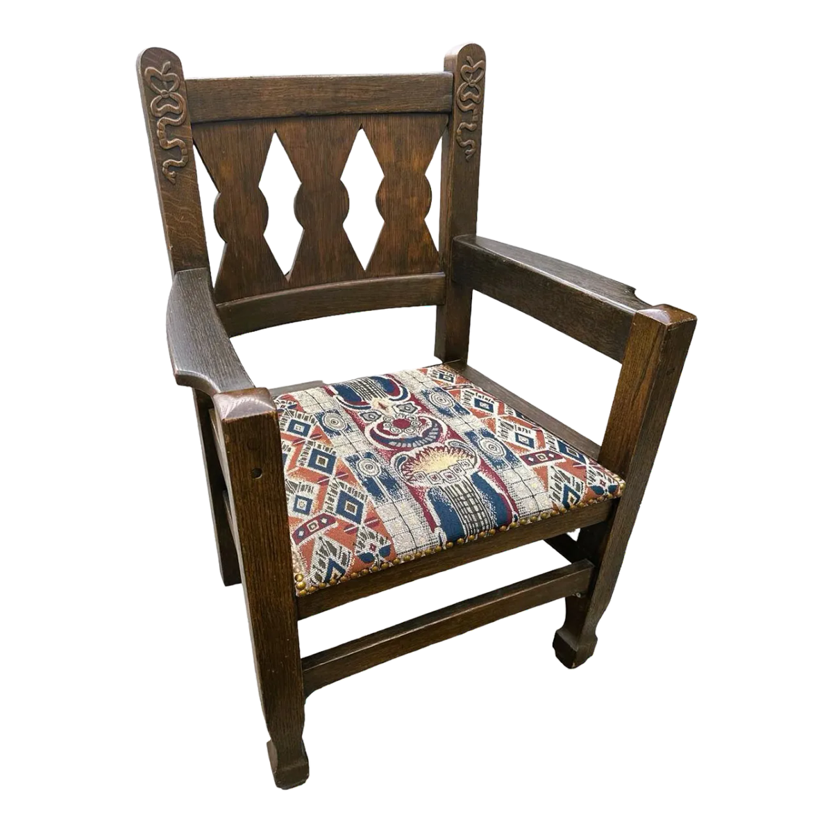 English Arts & Crafts Solid Quarter Sawn Oak Chair - Antique Late 19th Century - Image 2