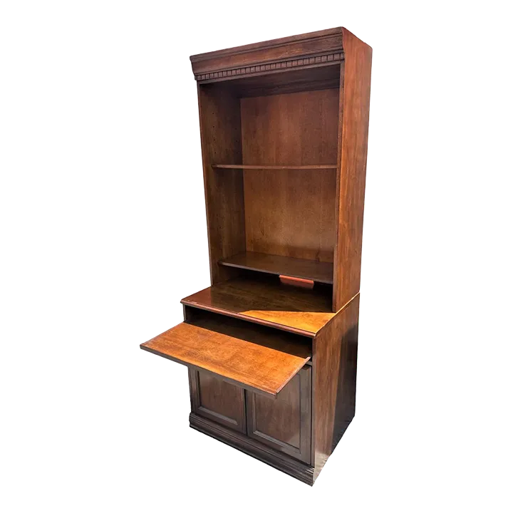 Cherry Wood Bookcase With Pullout Desk Top - Early 21st Century - Image 2