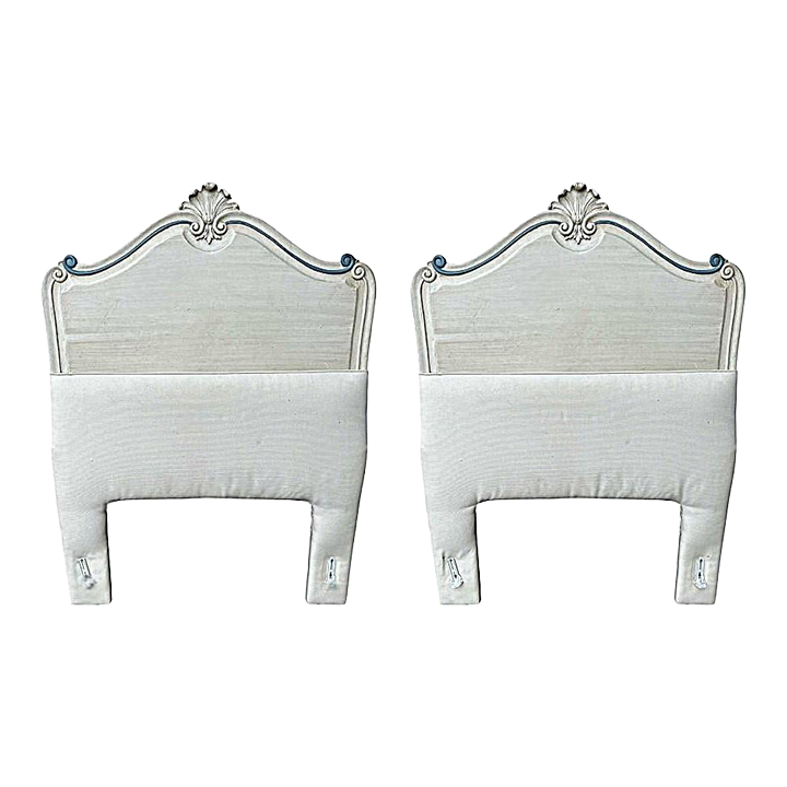 French Twin Padded Headboards - A Pair - Vintage Mid 20th Century - Image 2