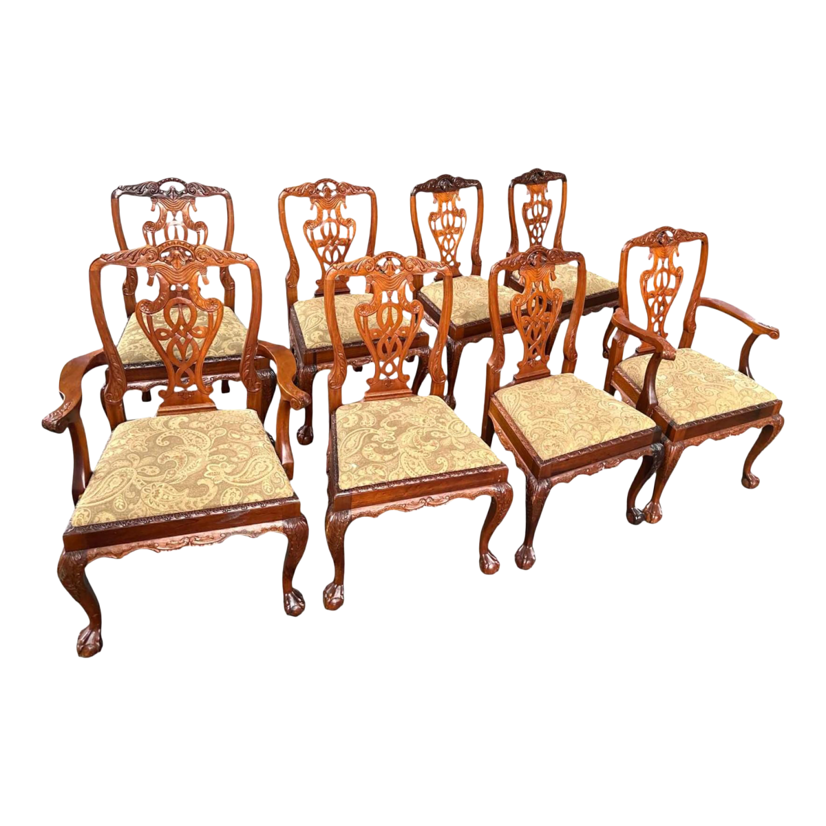 Solid Mahogany Chippendale Dining Chairs - Set of 8 Including 2 Armchairs - Circa Mid 20th Century - Image 2