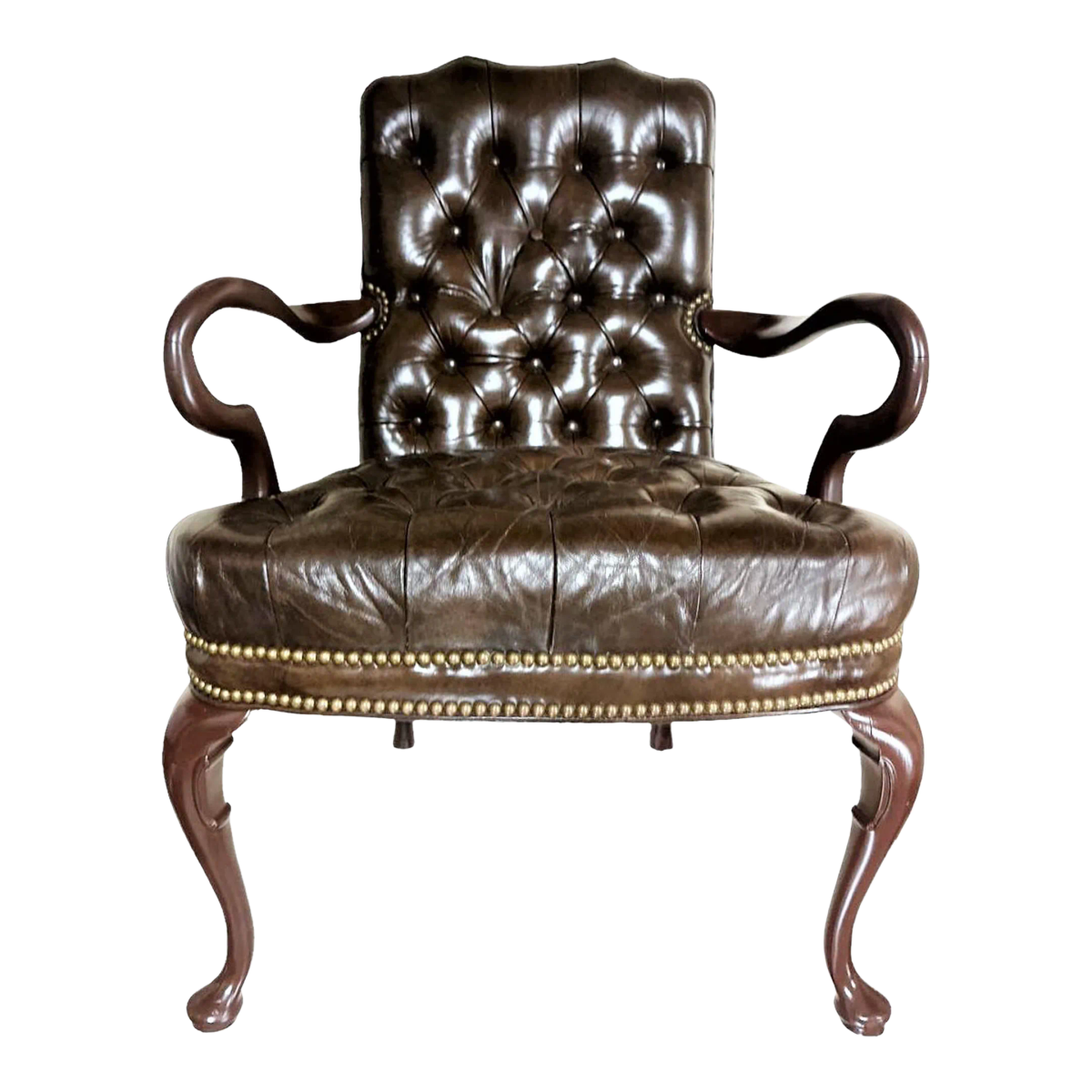 Schafer Brothers Vintage Chesterfield Style Tufted Leather Arm Chair - Mid 20th Century - Image 2