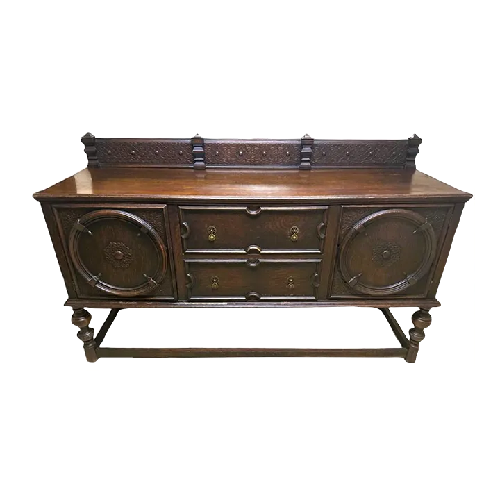 Antique 19th Century English Yorkshire Arts & Crafts Oak Sideboard or Credenza - Large 72" Wide - Image 2