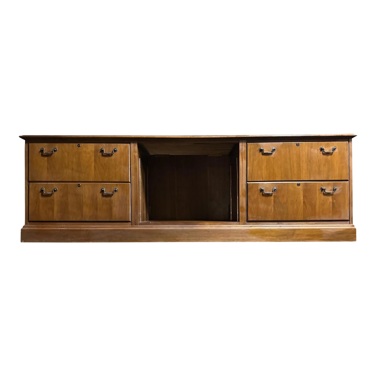 Very Large 90" Solid Walnut Executive Credenza - Vintage Late 20th Century - Image 2