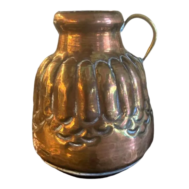 1950s Egyptian Hammered Copper Cream Pitcher - Image 2