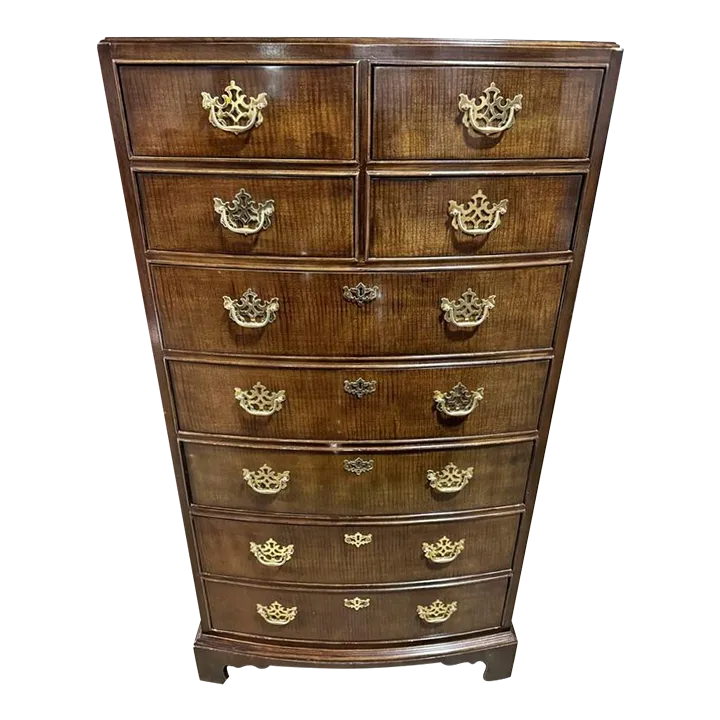 Henredon Vintage Georgian Walnut Tall 9-Drawer Dresser - Circa 1970s - Image 2