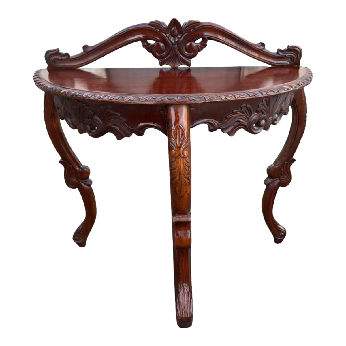 19th Century Italian Rococo Antique Rosewood Demi-Lune Console Table - Image 2