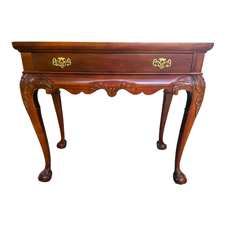 Solid Mahogany Georgian Style Console Server With Pullout Trays - Vintage 1990s - Image 2